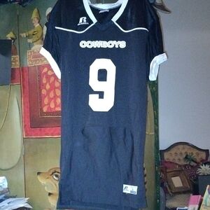 Vintage Grunge Cowboys Jersey Russell Athletic Black and White Romo Glitter #9